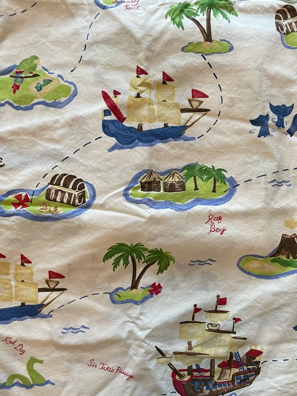 2 Pottery Barn Kids White Pirate Treasure Map Pillowcases